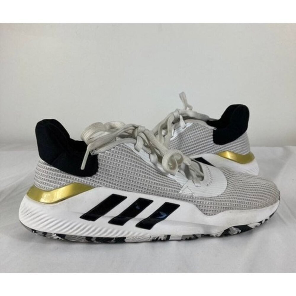 Mens Adidas Pro Bounce 2019 Low White Black Gold‎ M 8.5